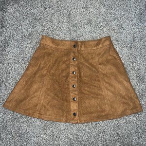 Brown Faux Suede Mini Skirt